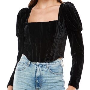 Black velvet puff sleeve bustier by Wayf